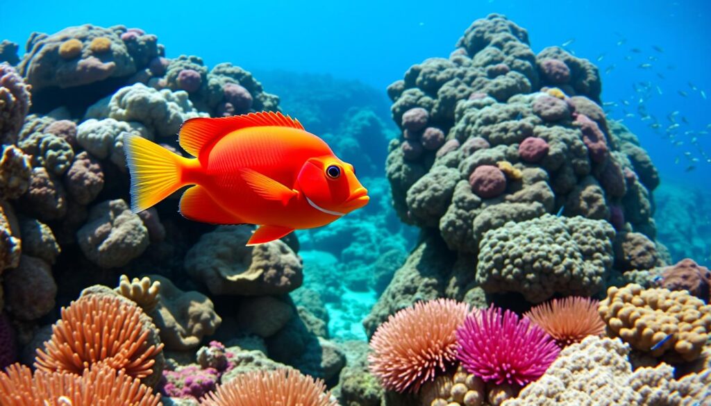 Garibaldi fish in natural habitat