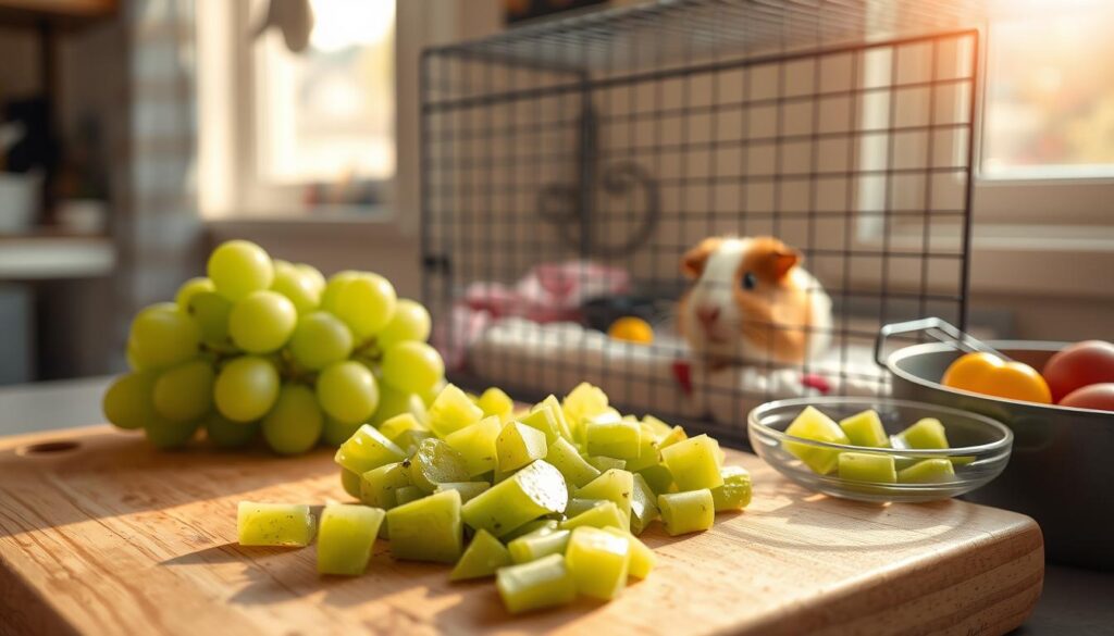 Preparing grapes for guinea pigs