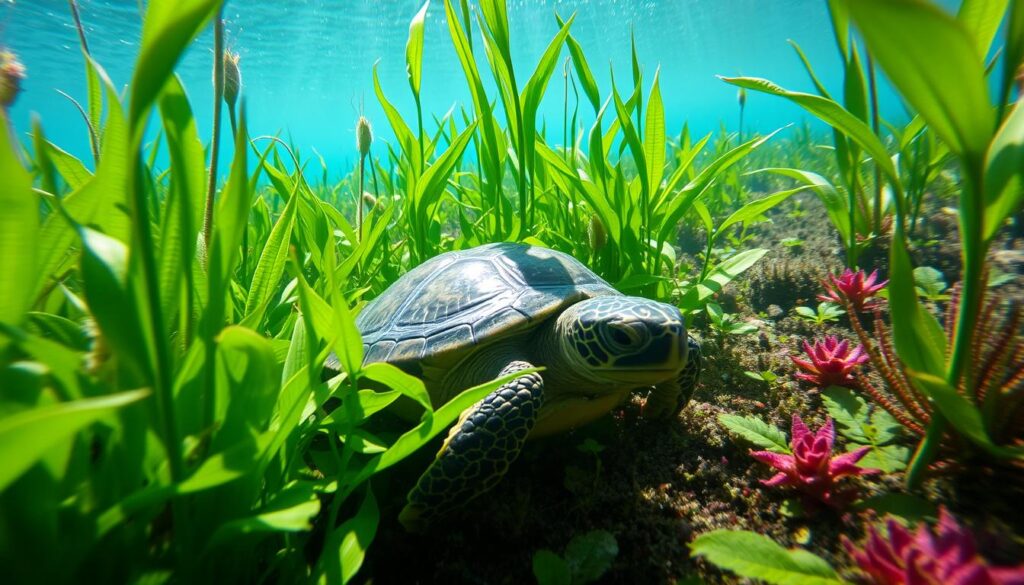 aquatic turtle foraging