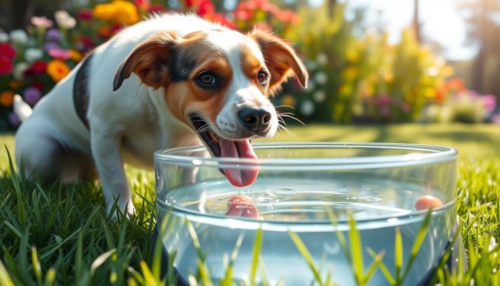 dog drinking water