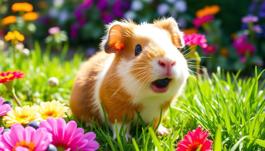 guinea pig eating blueberries