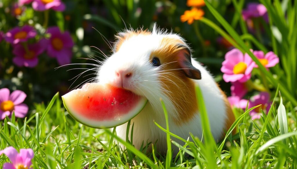 guinea pig eating watermelon